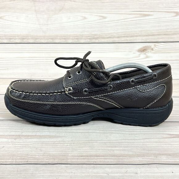 Faded Glory Mens 12 Bown Faux Leather Boat Shoe Kilroy IV Lace-Up Driving Loafer - Picture 8 of 13